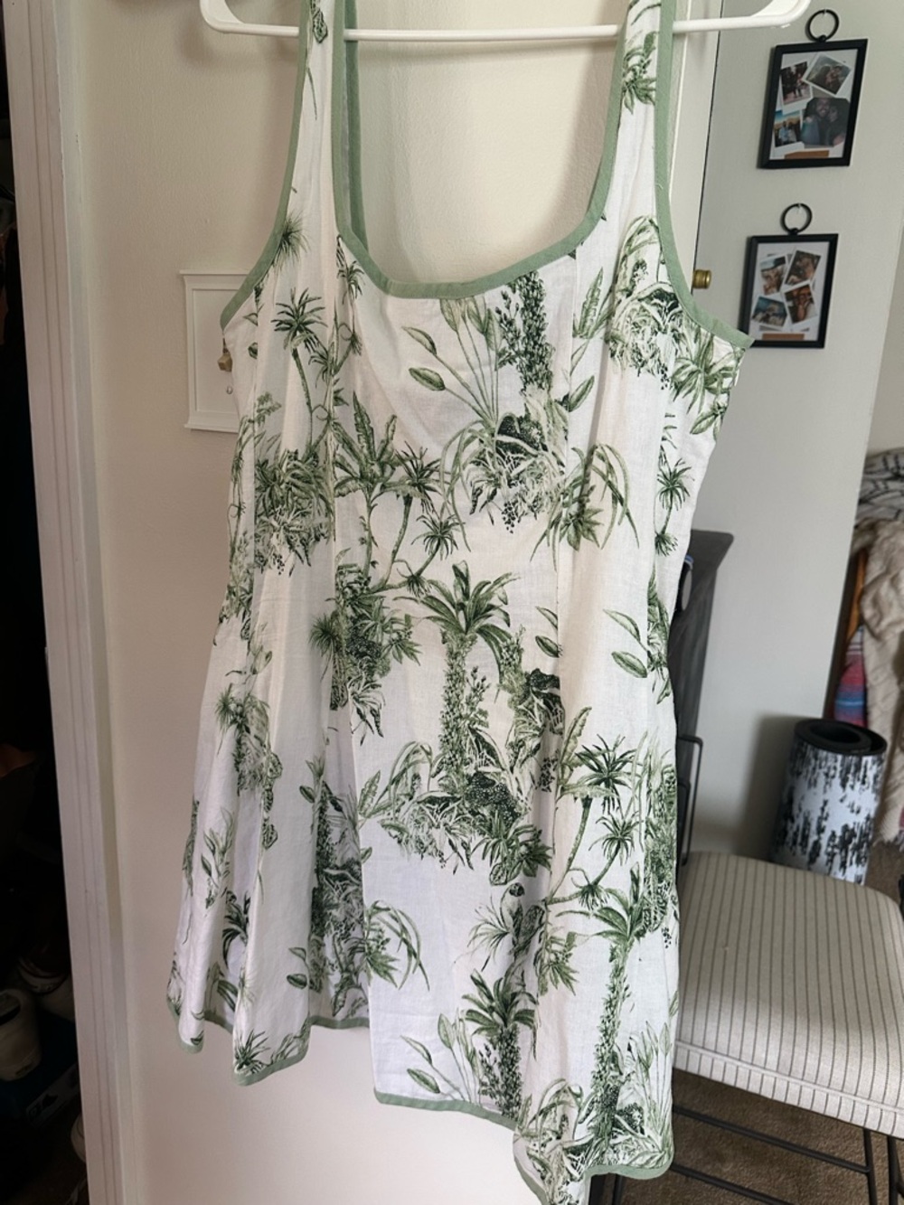 Rachel Zoe White Dress with Green Botanical Print